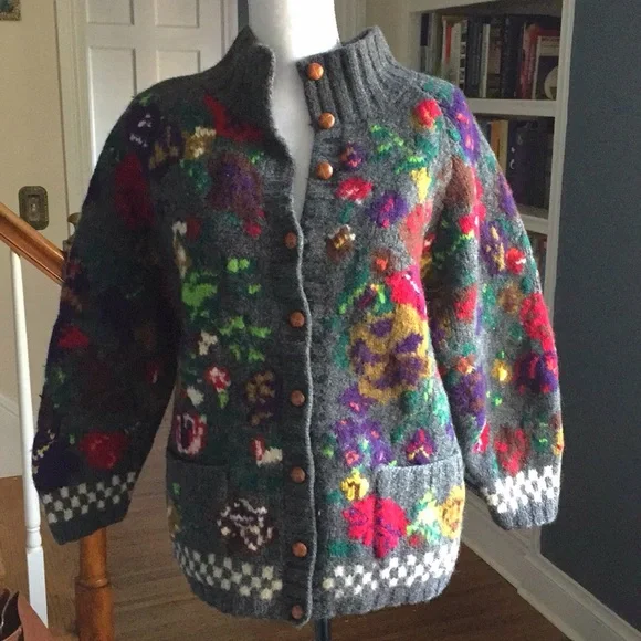 Oversized Chunky Knit Cardigan Sweater - Picture 2 of 8